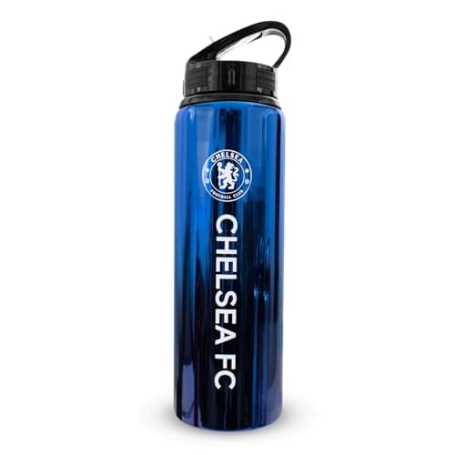 Image of Hy-Pro Officially Licensed Chelsea F.C 750ml Aluminium UV Sports Water Bottle – Chelsea Water Bottle with Integrated Folding Straw - Neochrome Finish, Leakproof, Lightweight, BPA Free