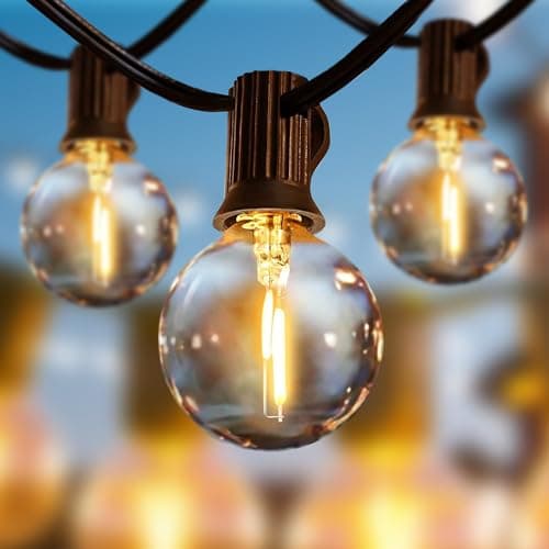 Image of Svater Festoon Lights Outdoor 15M, G40 LED String Lights Mains Powered with 26 1W Plastic Bulbs, Waterproof Connectable Festoon Lights Outdoor for Garden Patio Wedding Porch, 2700K Warm White