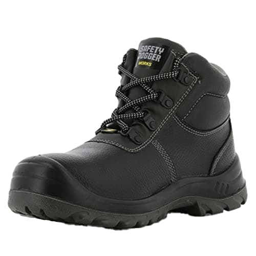 Image of SAFETY JOGGER Safety Boot - BESTBOY - Steel Toe Cap S3/S1P Work Shoe for Men or Women, Anti Slip Puncture Resistant Steel Sole, Shock Absorbing, Water and Oil Repellant Safety Shoe, UK 11 EU 46, Black Leather