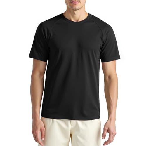 Image of MAGISDU Merino Wool T Shirt Mens Base Layer, Breathable Quick Dry Undershirt, Gym Running Sports Top, Regular Fit Short Sleeve Technical Tshirt for Hiking Walking Black