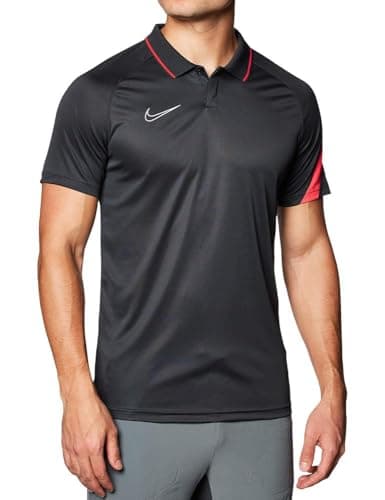 Image of NIKE Men's Academy Pro Polo, Anthracite/Bright Crimson/(White), M UK