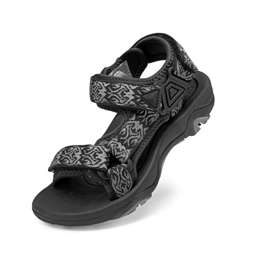 Image of DREAM PAIRS Boys Girls Sandals Sports Outdoor Athletic Sandals for Kid Adjustable Strap Open Toe Summer Sneakers,Size 2 Big Kid,Black,170892-K