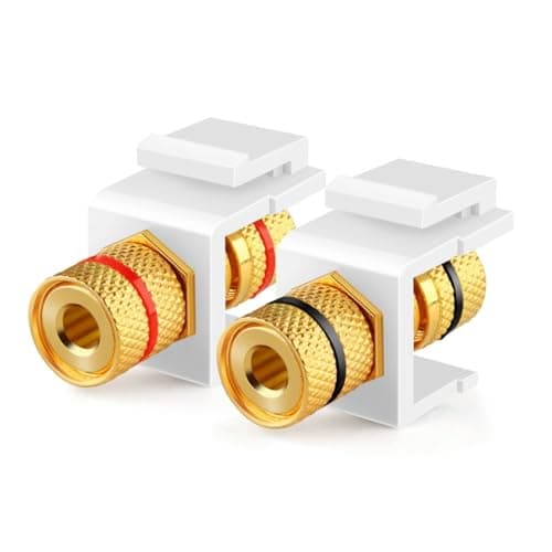 Image of TNP Banana Jack Keystone Insert (Set of 2) - Speaker Binding Post Banana Jacks for Wall Plate, Gold-Plated Snap-In Audio Speaker Jack Coupler, 2-Channel Black Red Home Theater Connectors (1 Pack)