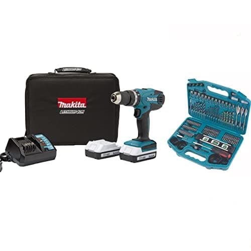 Image of Makita HP457D 18 V Cordless Li-ion Combi Drill Kit and Accessory Set, 101 pc.