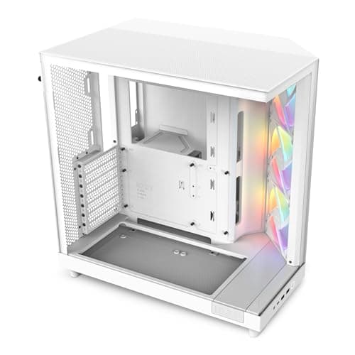 Image of NZXT H6 Flow RGB | CC-H61FW-R1 | Compact Dual-Chamber Mid-Tower Airflow Case | Includes 3 x 120mm RGB Fans | Panoramic Glass Panels | High-Performance Airflow Panels | Cable Management | White