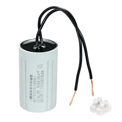 Image of PATIKIL CBB60 10uF Running Capacitors, AC 450V 2 Wires 50/60Hz Cylinder 60x35mm for Water Pumps, Washing Machines Motor Start,1Set