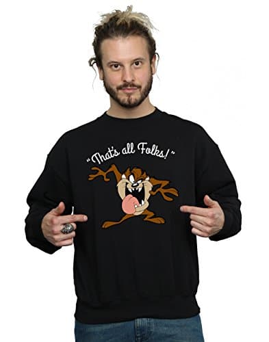 Image of LOONEY TUNES Men's Taz That's All Folks Sweatshirt Medium Black