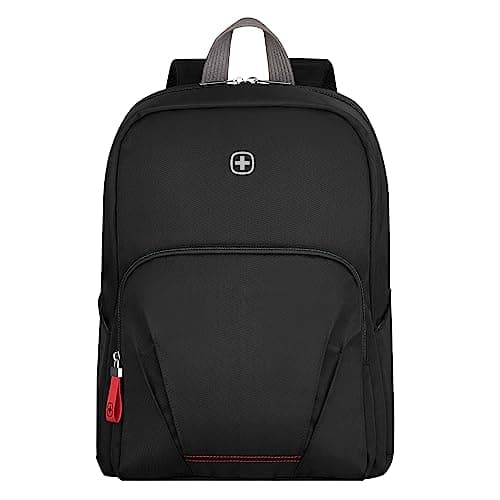 Image of Wenger Motion 15.6-Inch Laptop Backpack – 20L Lightweight Work & Travel Bag with Padded Laptop & Tablet Pockets, Essentials Organiser, Trolley Strap & Adjustable Padded Straps – Black