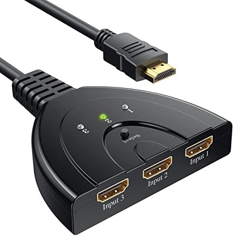 Image of HDMI Switch, GANA Gold Plated 3-Port HD MI Switcher/HDMI Splitter/Supports Full HD1080p/3D with High Speed Cable