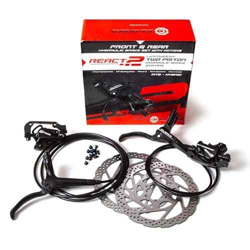 Image of Clarks Cycle Systems React-2 Piston Front & Rear Hydraulic Disc Brake Set, Black, 180/160mm