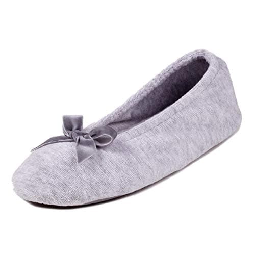 Image of Isotoner Terry Ballerina, Women Low-Top Slippers, Grey (Grey), M UK (37/38 EU)