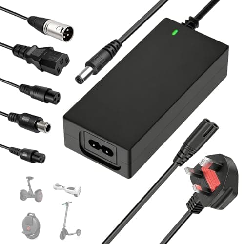 Image of 42V 2A Electric Scooter Charger UK 3 Pin, Universal with 6 Connections for 36V Li-ion Battery Fast Charger for Xiaomi/Ninebot, Mobility Scooter, Hoverboard, Electric Bike, Drift Board, Unicycle