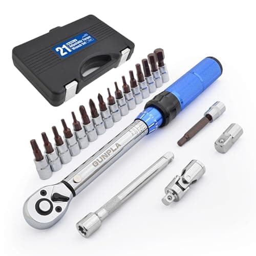 Image of Gunpla 1/4" Drive Torque Wrench Set 21-Pieces Click Dual-Direction Adjustable with Extension Bar Maintenance Kit, Hex Torx Phillips Bits Sockets, 2-24NM Bicycle Repair Sets, 72 Tooth Ratchet Tool