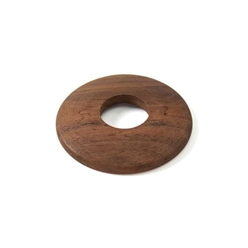 Image of Solid Walnut Radiator Pipe Covers (Pack of 2), 15mm Dark Wood Pipe Collars,Rich Brown Grain, Low Profile 6mm, for Laminate & Wood Floors