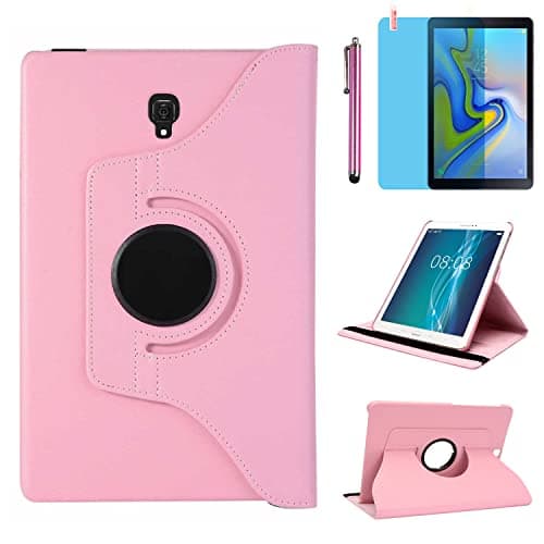 Image of Case for Samsung Galaxy Tab S4 10.5 inch 2018 (SM-T830 SM-T835 SM-T837), 360 Degree Rotating Stand Case Smart Protective Cover with Stylus Pen,Screen Film (Pink)