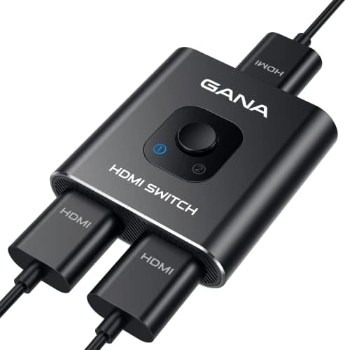 Image of HDMI Splitter 4k@60hz, GANA Ultra-thin Bidirectional Splitter 2 in 1 Out, Manual HDMI Switch Supports HD Compatible with Xbox PS5/4/3 Blu-Ray Player Fire Stick, Black