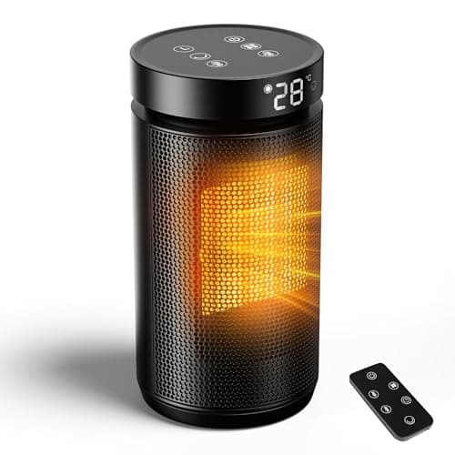 Image of Electric Heater for Home, 1500W Fan heater with Remote, PTC Ceramic Heater, 70° Oscillation Space Heaters Energy Efficient, 3 Modes, ECO-Mode, 12H Timer, Overheat & Tip Over Protection