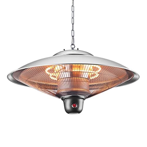 Image of LITECRAFT 2000 Watt LED Ceiling Pendant Halogen Element Radiant Patio Heater - Silver