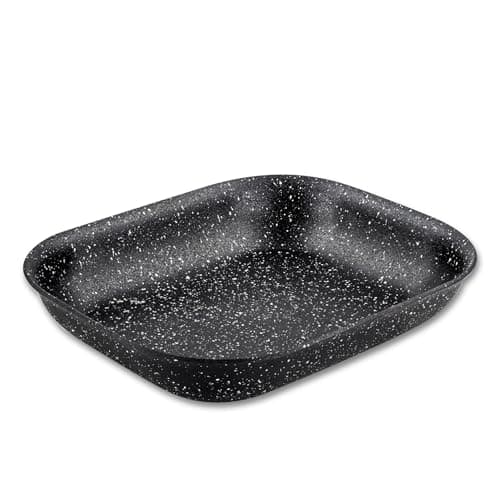 Image of Scoville NEVERSTICK 26cm Roasting Tray, Small Non Stick Roasting Dish for Oven, 26cm x 21cm, Perfect for Meats & Vegetables, Oven Safe to 260°C, Dishwasher Safe, PFOA Free, Toughened Aluminium, Black