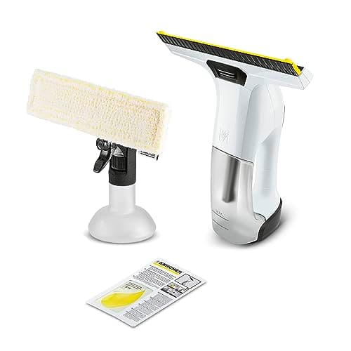 Image of Kärcher WV 6 Plus Cordless Window Vacuum Cleaner, Extra Long Battery Life of 100 Minutes, LED Charge Level Indicator, Replaceable Suction Nozzle: 280 mm, Spray Bottle with Microfibre Cover, 20 ml