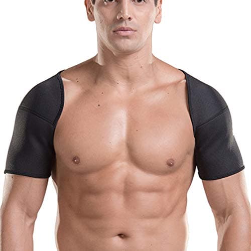 Image of Artibetter Adjustable Sbr Double Shoulder Brace for Sports, Shoulder Relief and Protection, Warm Cover Pad for Basketball, Weightlifting, Outdoor Winter Activities (Black, Size M)