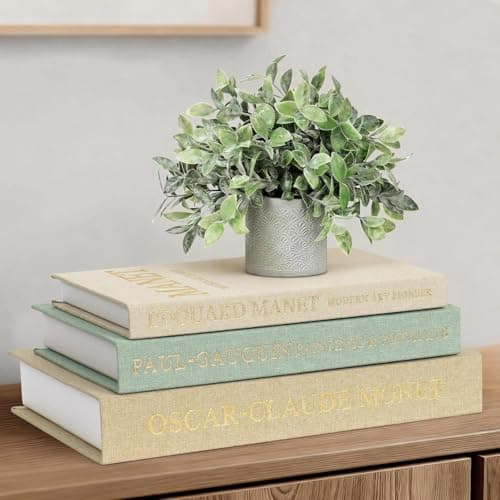 Image of Weldomcor Decorative Books Set of 3, Stackable Fake Books Storage Box for Decoration, Linen Faux Book for Home Bedside Tables Bookshelf Office Decors, Home Coffee Table Decor(Yellow, Beige, Green)