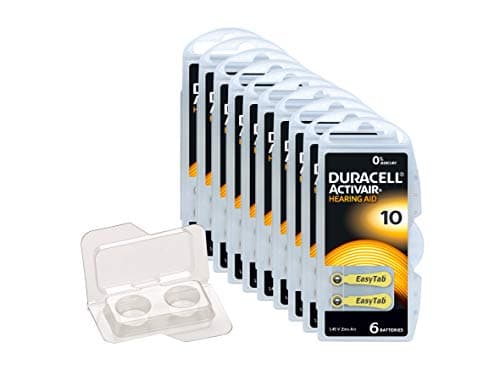 Image of Duracell Easytab/Activair Type 10 Hearing Aid Batteries Zinc Air P10 PR70 ZL4, Pack of 60