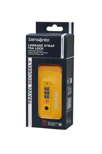 Image of Samsonite TA Revolution – Luggage strap with TSA lock, adjustable 50mm, sturdy click buckle, secure luggage strap for travel, yellow