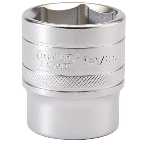 Image of Draper 16636 1/2-Inch Square Drive Micro Satin Chrome Imperial Socket, 1.1/8-Inch Size, Blue