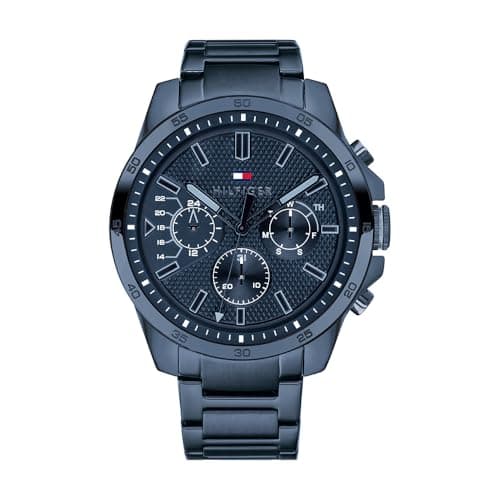 Image of Tommy Hilfiger Analogue Multifunction Quartz Watch for men with Silicone, Stainless Steel or Leather Bracelet, Day & Date Sub-Dials, 5ATM Water Resistant