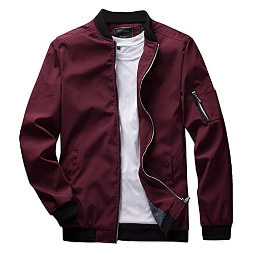 Image of Generisch Men's Jackets, Winter Jacket, Transition Jacket, Autumn Jacket, Training Jacket, Men's Fashion, Plain Stand-Up Collar, Full Zip, Long Sleeve, Pocket, Lightweight Jacket, Trench Coat, red, M