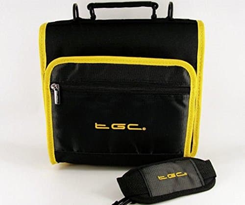 Image of DBPOWER 9" 9.5" 10" 10.5" Inch Portable DVD Player Shoulder Carry Case Bag by TGC ® (Jet Black With Yellow Trims)