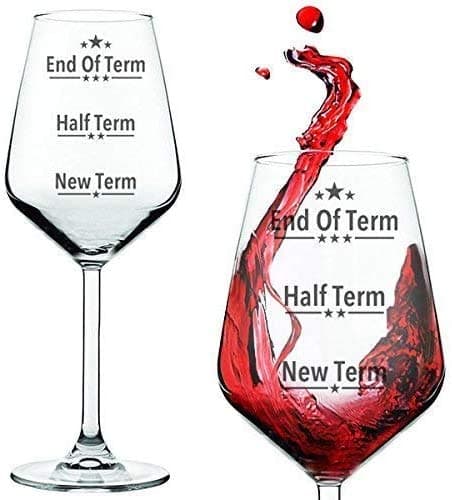 Image of FLOW Barware Teacher Gifts, End of Term Wine Glass | Fun Novelty Teacher Wine Glass | Teachers Thank You Gift | Fun Printed Teacher's Appreciation Gifts Sets