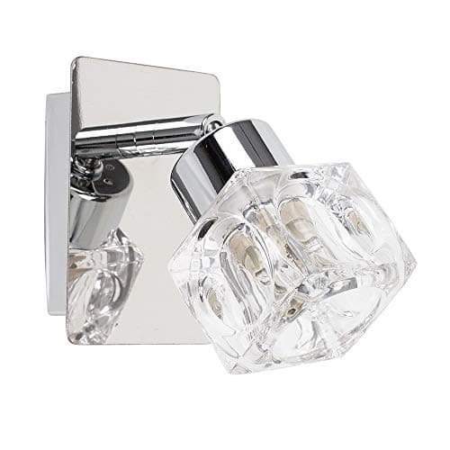 Image of MiniSun | Modern Silver Chrome Plate and Clear Glass Ice Cube Shade Wall Lamps | Wall Lamps & Sconces, Home Décor & Improvement Essential | Set of 2 | Includes 3W G9 LED Bulbs | Mains Wired