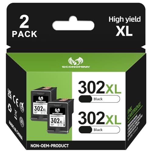 Image of 302XL Ink Cartridges Black High Yield Replacement for HP 302XL Black Ink Cartridge, 302XL Black for OfficeJet 3832 4650 3831 3835 Envy 4527 4520 4524 Deskjet 2130 2134 3630 3632 3634 Printer (2 Black)
