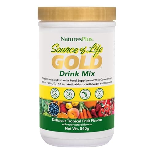 Image of NaturesPlus Source of Life Gold Drink Mix Powder - Whole Food Multivitamin and Mineral for Energy and Immune Support - Vegetarian, Dairy and Gluten Free - 60 Servings, 540g
