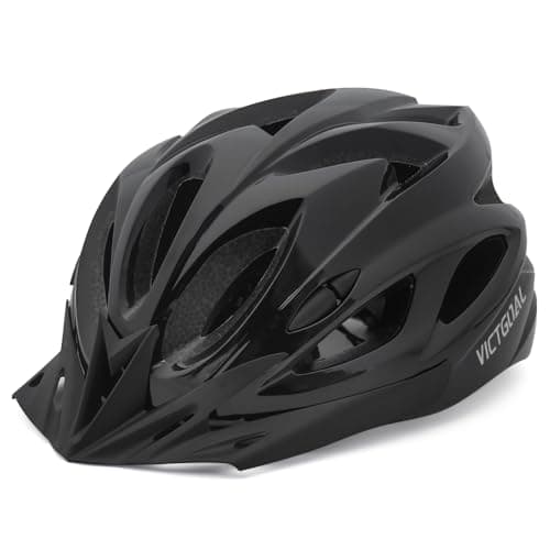 Image of Victgoal Adults Bike Helmet for Men Women Detachable Magnetic Goggle Visor Bicycle Helmet with LED Rear Light Cycling Road Mountain Cycle Helmet (Black-V)
