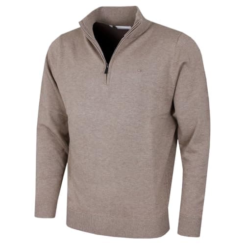 Image of Calvin Klein Mens Campus 1/2 Zip Sweater - Oat Marl - M