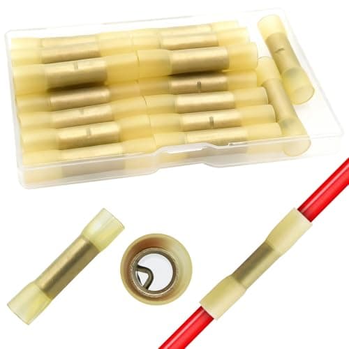 Image of CESFONJER 20 Pcs Insulated Wire Crimp Connectors, 8-6AWG Crimp Butt Splice Terminal, Heat Shrink Butt Connectors Kits, Yellow Solderless Terminal