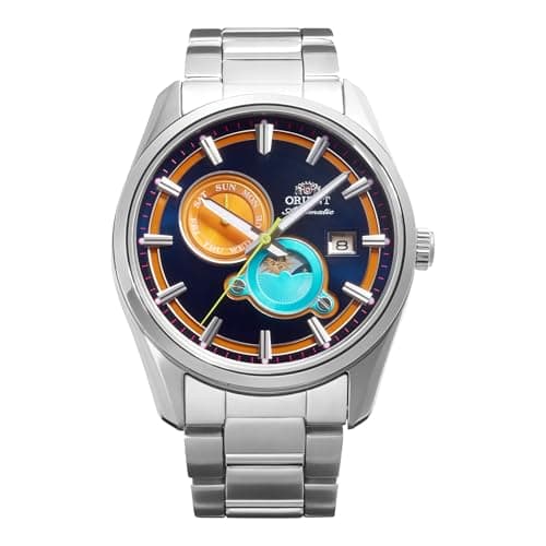 Image of Orient RA-AK0316L Contemporary Narrow Day & Night Men's Automatic Manual Winding Mechanical Casual Bracelet and Stainless Steel Case Blue Dial