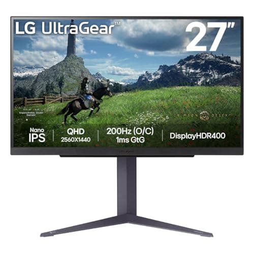 Image of LG UltraGear Gaming Monitor 27GS85Q, 27 inch, 1440p, 200Hz Overclocked, 1ms Response Time, IPS Panel, NVIDIA G-Sync compatible & AMD FreeSync, Smart Energy Saving, DisplayPort, HDMI