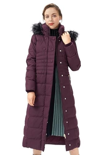 Image of Orolay Women's Winter Long Down Jacket with Fur Hood Raglan Sleeve Coat Quilted Comfort Jacket Navy XXL