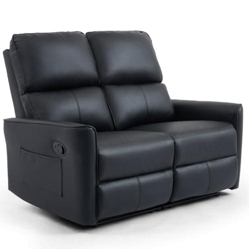 Image of More4Homes MADRID MANUAL RECLINER AIR LEATHER SOFA (Black, 2 Seater)