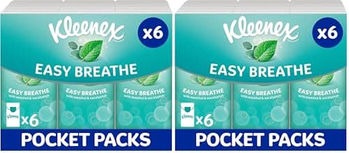 Image of Kleenex® Easy Breathe Travel Pocket Tissues - Natural Menthol and Eucalyptus - 6 Pocket Packs (Pack of 2)