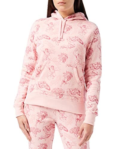 Image of Amazon Essentials Disney | Marvel | Star Wars | Princess Women's Fleece Sweater Hoodie Sweatshirts (Available in Plus Size), Pink Marvel Avengers, L
