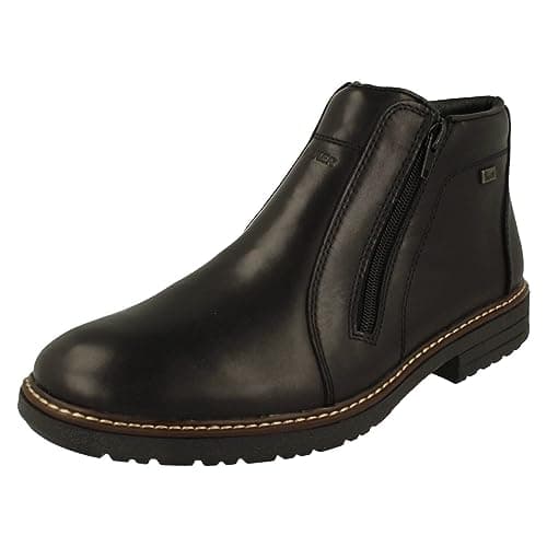 Image of Rieker Mens Lambswool Lined Ankle Boots Tex 33160-00 - Black Leather - UK Size 9 - EU Size 43 - US Size 10