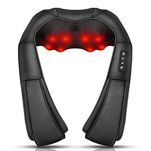 Image of Neck Massager, Deep Tissue 3D Kneading, by iKristin, Portable, with Heat, Shiatsu Massager for Neck, Back, Shoulder, Foot and Leg, at Home and Car, Suitable for Women and Men (Black)