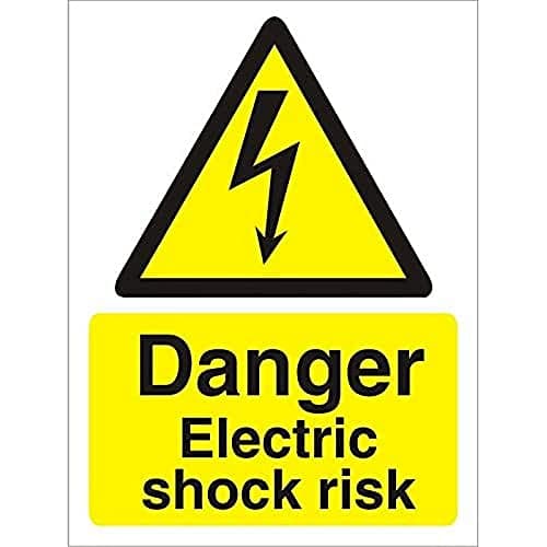 Image of Seco Danger Electric Shock Risk Sign, 150mm x 200mm - Self Adhesive Vinyl