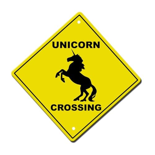 Image of Aluminum Crossing Sign Unicorn Cross Xing Imaginary Animal Diamond Street Signal