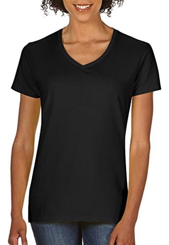 Image of Gildan Ladies Soft Style Short Sleeve V-Neck T-Shirt (XL) (Black)